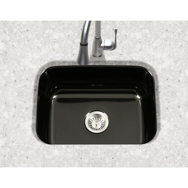 Houzer BL Porcela Series Porcelain Enamel Steel Undermount Single Bowl Kitchen Sink, Black Kitchen Sink - Undermount Houzer